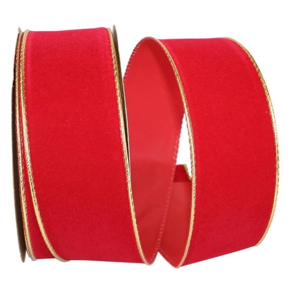 Reliant Ribbon - 3900B-265-40L, Velvet Duro Domestic Braid Wired Edge Ribbon, Antique Red, 2-1/2 Inch, 75 Yards