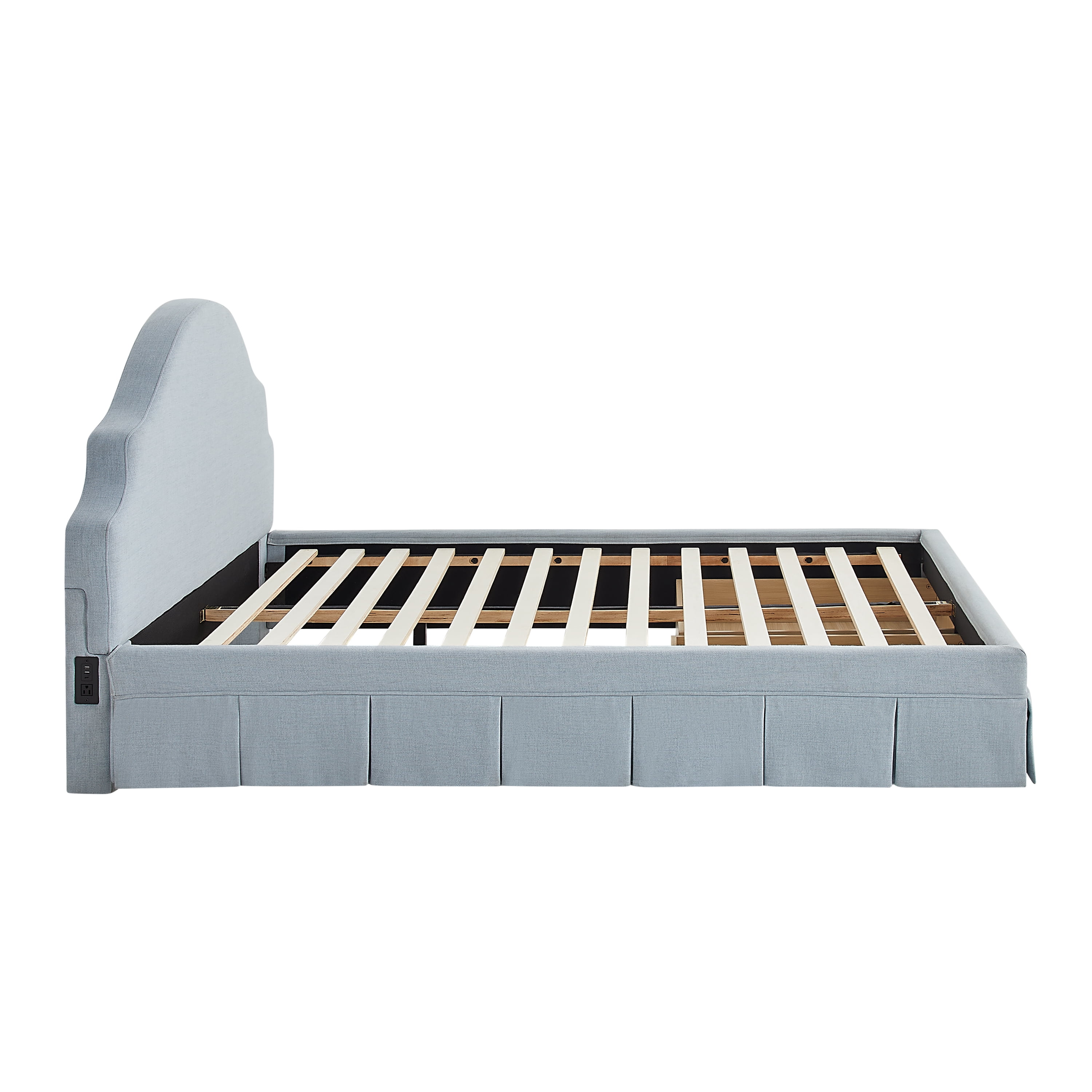 Studio Living Christine Upholstered Storage 39.8" Blue Bed Frame, Queen