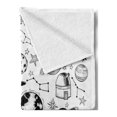 thumbnail image 2 of Cartoon Soft Flannel Fleece Blanket, Hand Drawn Planets Asteroids Constellations Monochrome Elements from the Universe, Cozy Plush for Indoor and Outdoor Use, 60" x 80", White Black, by Ambesonne, 2 of 5