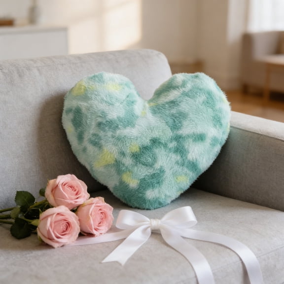 Eoozwa 3 Packs Heart Shaped Lint Pillow Soft Decorative Cushion for Sofa Bed Cozy Throw Pillow with Hand Dyed Design Valentine's Day Gift Home Decor Accent for Living Room Bedroom