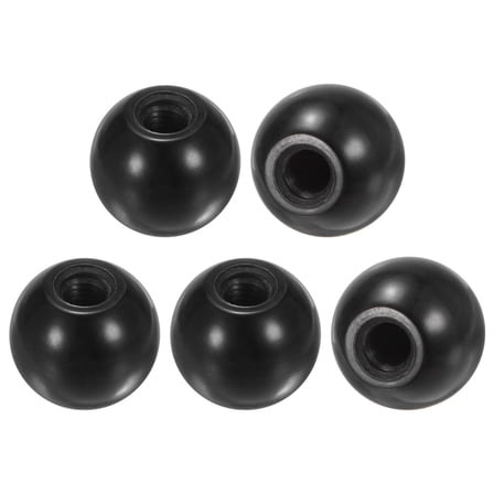 5-Pack Threaded Ball Knobs, M8 Female Thread 25mm Dia. Thermoset Phenolic Lever Handle [Black]