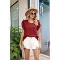 thumbnail image 6 of Womens Plus Size Tops Dressy Casual Summer Chiffon Blouses Short Sleeve Dress Shirts Business Loose Fit Tunics Wine red L, 6 of 9