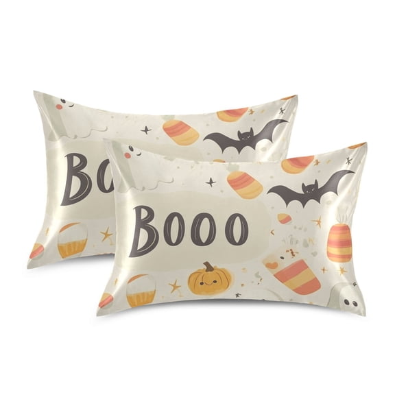 Yayeee Pillowcase Standard Size Set of 2 Satin Wrinkle Resistant Pillow Case, Halloween Cute Pumpkins