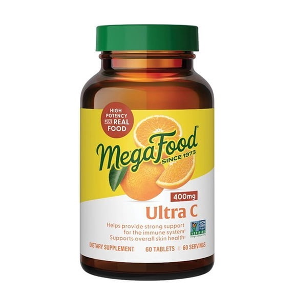 MegaFood Ultra C 400 mg - Vegan Immune Supplement - Vitamin C, Gluten-Free - 60 Servings