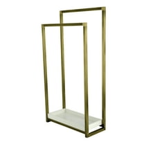 Kingston Brass SCC8263 Edenscape 33-5/8" Freestanding Pedestal 2-Tier Towel Rack with Wooden Shelf, Antique Brass