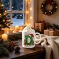 thumbnail image 4 of Christmas Initial Ceramic Mug,11 oz Coffee Cup with Cute Green Glitter Letter & Santa Hat Decor,Home Office Use,Ideal Holiday Gift for Family(D), 4 of 7