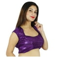 thumbnail image 2 of Crop-Top Purple Ready-Made Stitched Ethnic Women Wear Dense Sequins Blouse, 2 of 3