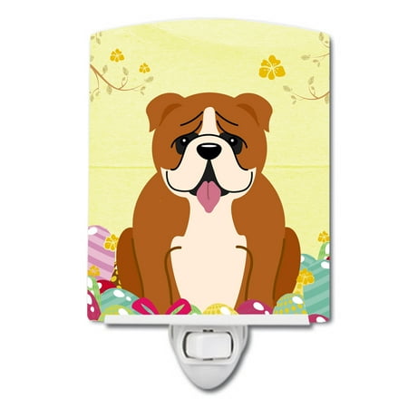 

Caroline s Treasures BB6120CNL Easter Eggs English Bulldog Red White Ceramic Night Light 6x4x3 multicolor