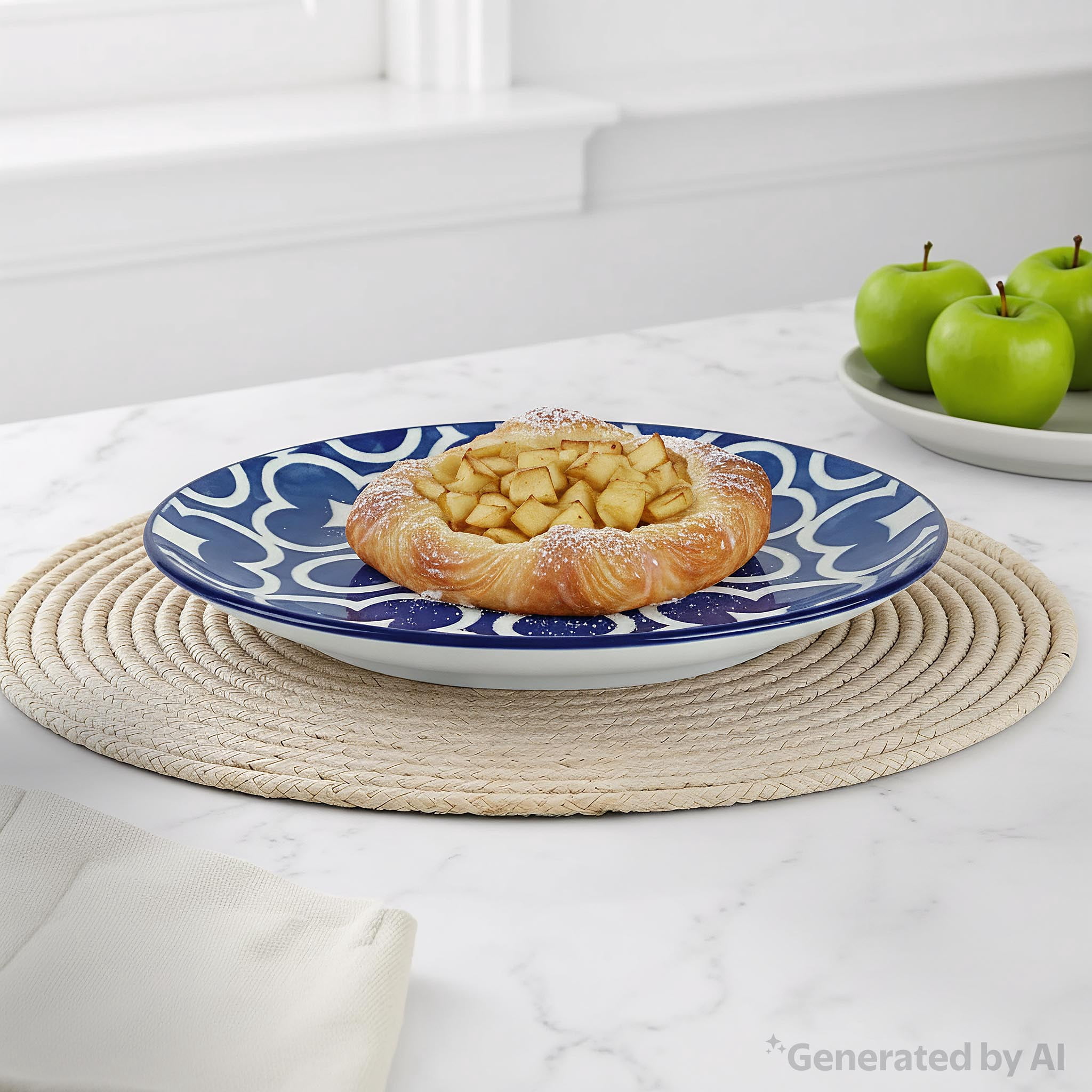 Mainstays Blue Rim Printed Stoneware 7.5" Coupe Salad Plate