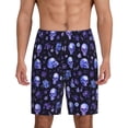 thumbnail image 3 of Lsque Skull flower leaf purple Mens Sleep Pajama Shorts,Short Pajama Pants, Cotton Ultra-Soft Knit-XX-Large, 3 of 9