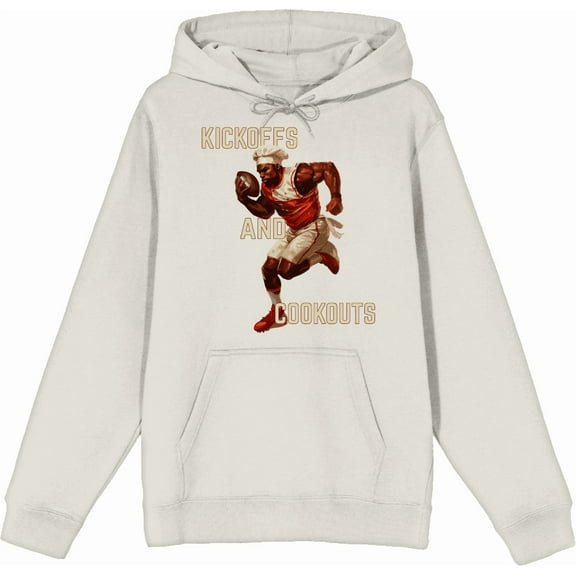 Kickoffs & Cookouts American Football Adult Sand Long Sleeve Hoodie-Medium