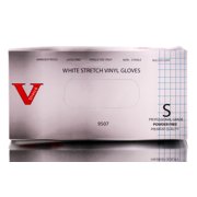 V Stretch White Vinyl Gloves (Small / 100 Pc)