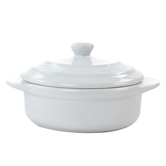 Martha Stewart Stoneware Round Casserole with Lid in White