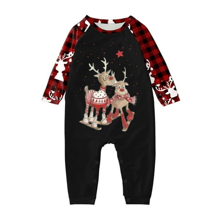 

B91xZ Christmas Pajamas For Family Family Matching Pajamas Christmas Jammies Clothes Cotton Holiday Nightwear Sleepwear Sets Long Sleeve Pjs Black 0-3 Months