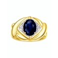 thumbnail image 3 of RYLOS Rings for Women 14K Yellow Gold Ring XOXO Hugs & Kisses 9X7MM Gemstone & Diamond Ring September Sapphire Jewelry for Women Size 8, 3 of 7