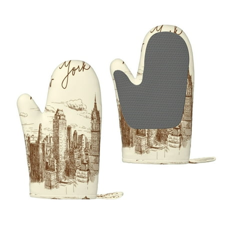 

Junzan New York for Oven Mitts 2 Piece Set BBQ Gloves Grilling Gloves Heat Resistant Oven Gloves Kitchen Silicone Oven Mitts for Barbecue/Cooking/Baking