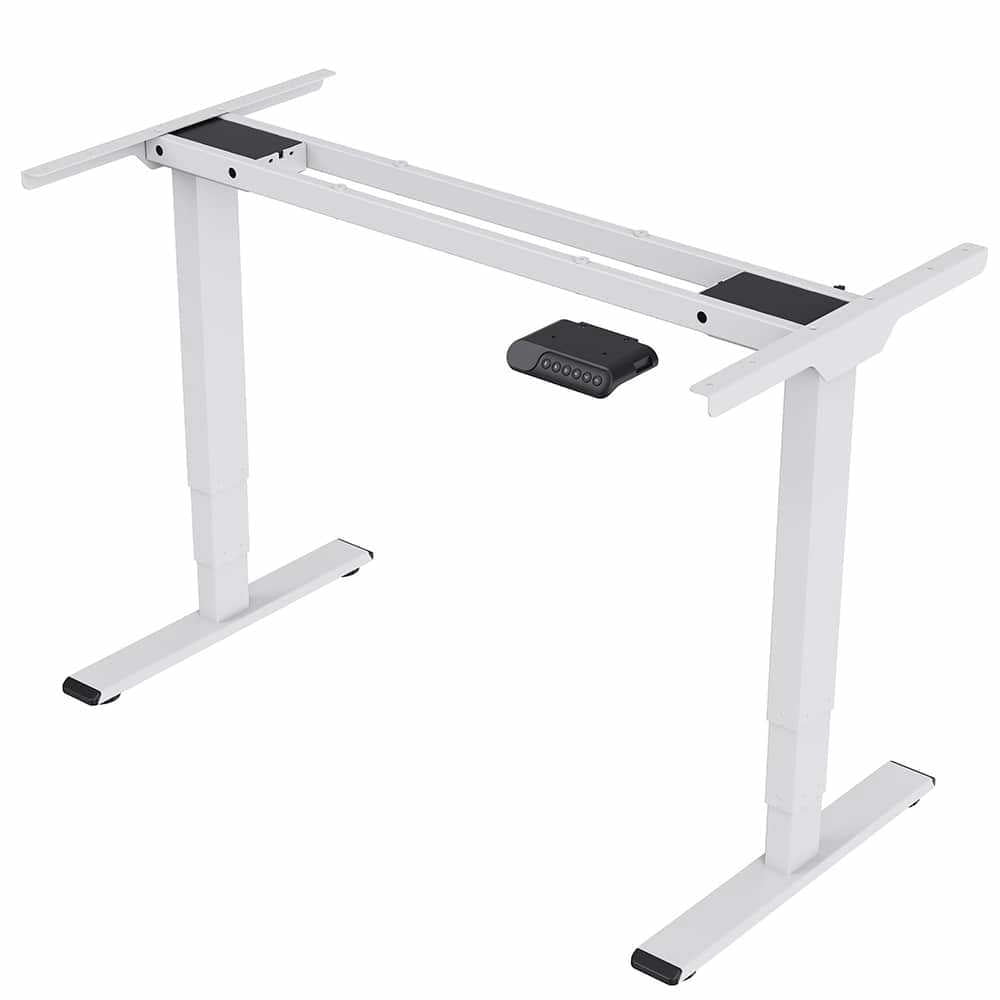 Kadyn Computer Home Office Desk, Standing Desk, Electric Standing Desk Dual Motor 3 Stages Adjustable Height Desk with Two-Piece Tabletop, 55 x 28, (white frame + white top)