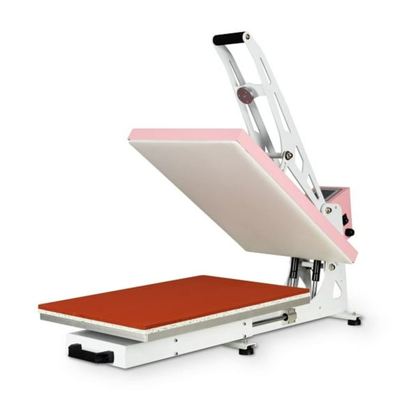 Semi-automatic Heat Press Machine with Auto Open & Slide-out Base, 16" x 24" Heat Plate, Pink   White