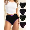 thumbnail image 6 of Meiyating Womens High Waisted Underwear Cotton Panties Soft Stretch Breathable Comfy Full Coverage Briefs 4 Pack, 6 of 7