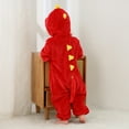 thumbnail image 6 of ZQUUVOU Baby Girls Boys Cartoon Hooded Playsuits Dinosaur Cute Hooded Jumpsuits Flannel Party Fancy Dress Up ﻿Photo Props Outfit Red, 6 of 9