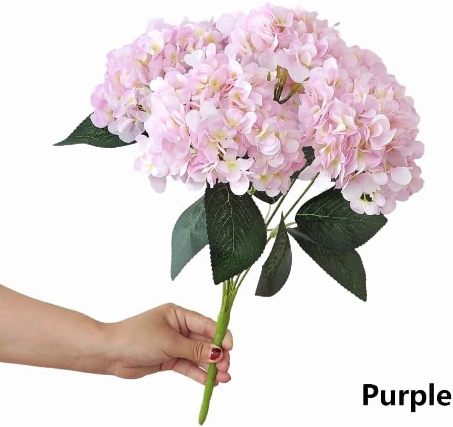 Front Porch Hydrangeas, 17.7in 5 Heads Hydrangea Artificial Flowers Outdoor Uv-Resistant Waterproof Windproof Never Faded, Realistic Silk Faux Floral for Spring Wedding Yard Garden