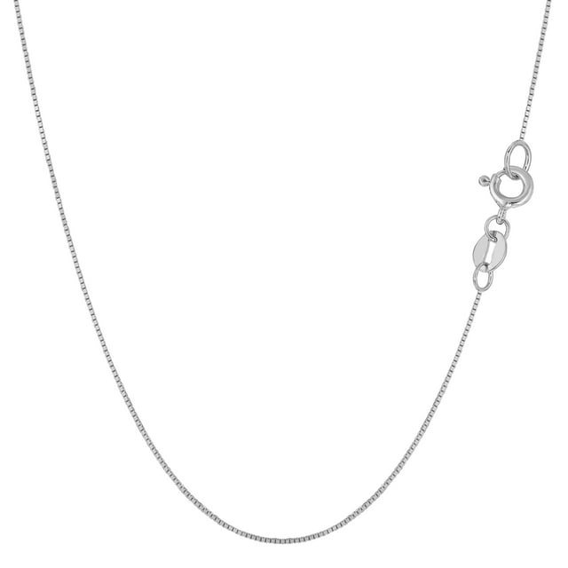 10k White Solid Gold Mirror Box Chain Necklace, 0.6mm, 20"