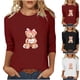 thumbnail image 1 of RKSTN Valentine's Gifts Women's 3/4 Sleeve T Shirts Top Oversized Crewneck Valentines Graphic Print Short Sleeve Shirt Womens Casual Solid Round Neck Loose Three Quarter Sleeve Shirt Spring Clothes, 1 of 7