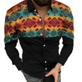thumbnail image 1 of Camisas De Lino Para Hombre Camisa de manga larga con solapa y hebilla de bolsillo con impresión digital 3D para hombre (Yellow, XL), 1 of 5
