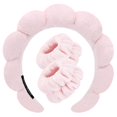 thumbnail image 1 of Diademas de spa para lavar la cara, juego de muñequeras de esponja, maquillaje, cuidado de la piel, diadema, toallas de muñeca, toalla de rizo suave, diadema para mujeres, gorros hinchados, antidesliz, 1 of 5