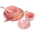 thumbnail image 4 of Miangastore 6pcs Japanese Style Ceramic Tableware Set Household Cutlery Creative Ceramic Dinnerware Set (Pink), 4 of 8