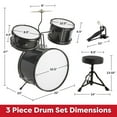 thumbnail image 5 of Kids Drum Set - 3-Piece Drum Kit with Cymbal, 2 Toms, Bass Drum and Pedal, Drumsticks, and Throne - Beginner Musical Instruments by Hey! Play!, 5 of 6