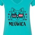 thumbnail image 4 of Inktastic 4th of July Meowica Cat in Flag Sunglasses Women's V-Neck T-Shirt, 4 of 5