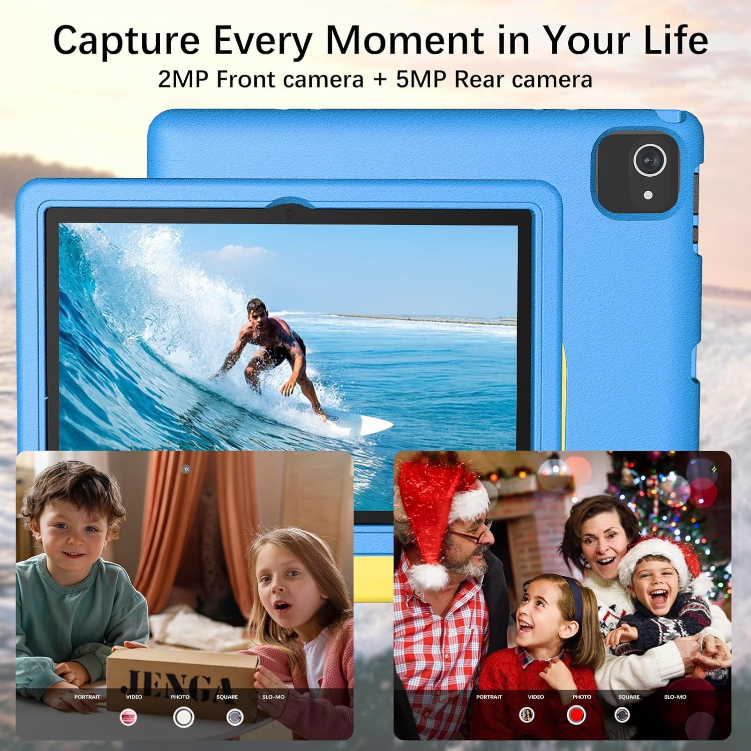 Kids Tablet with Strap, Android 14 Tablet for Kids 10 inch , Toddler Tablet Octa-Core 64GB 1TB Expandable, Children's Tablet with Case, Bluetooth WiFi Parental Control Dual Camera, 12-hr battery