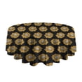 thumbnail image 5 of Black Yellow Sunflower Pattern Round Tablecloth 60"x60",Wrinkle Wipeable Table Cloth for Kitchen Dining Room Picnic Patio Party, 5 of 6