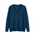 thumbnail image 4 of V-Neck Knit Base Layer, Long Sleeve Cardigan, Casual Everyday Top Blue1 M , Cardigan, 4 of 5