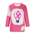 thumbnail image 4 of Pink Breast Cancer T Shirts for Women Fashion Printed Cancer Fight Tee Tops 3/4 Sleeves Blouse Round Neck Casual Tops, 4 of 4