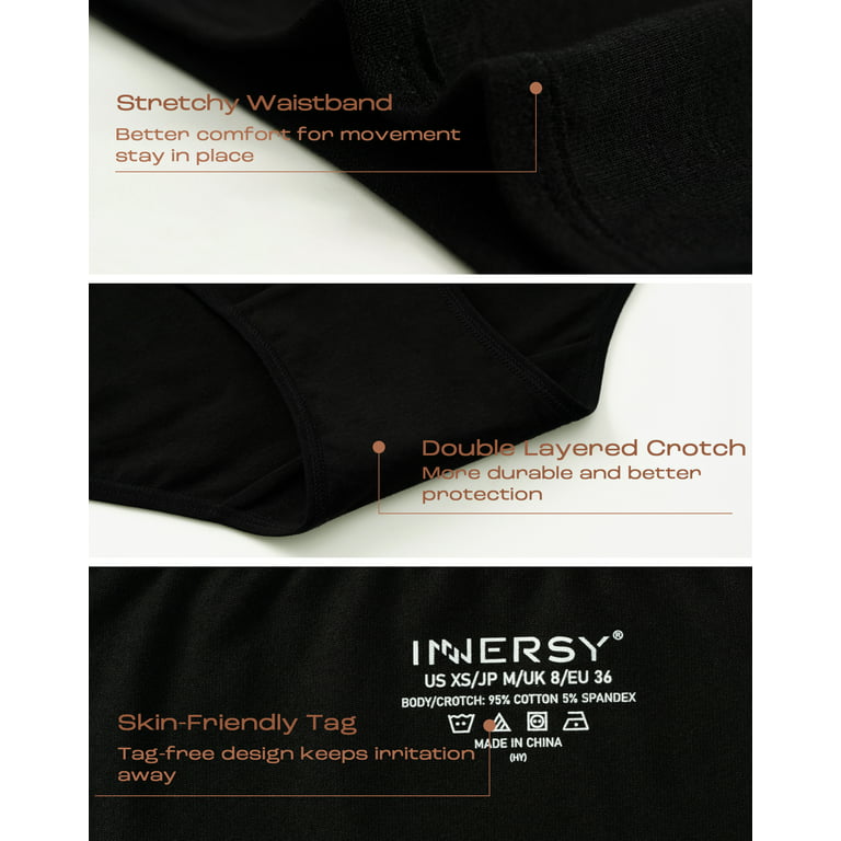 INNERSY Underwear for Women Cotton Hipster Breathable Panties 4 Pack (XL, Black) 
