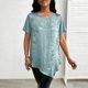 thumbnail image 5 of TaTaai Womens Casual Fashion Velvet Short Sleeve Crew Neck Top Full Hot Fix Rhinestone Decor Soft Comfortable Stylish Daily Wear Pullover Blouse Gift, 5 of 5