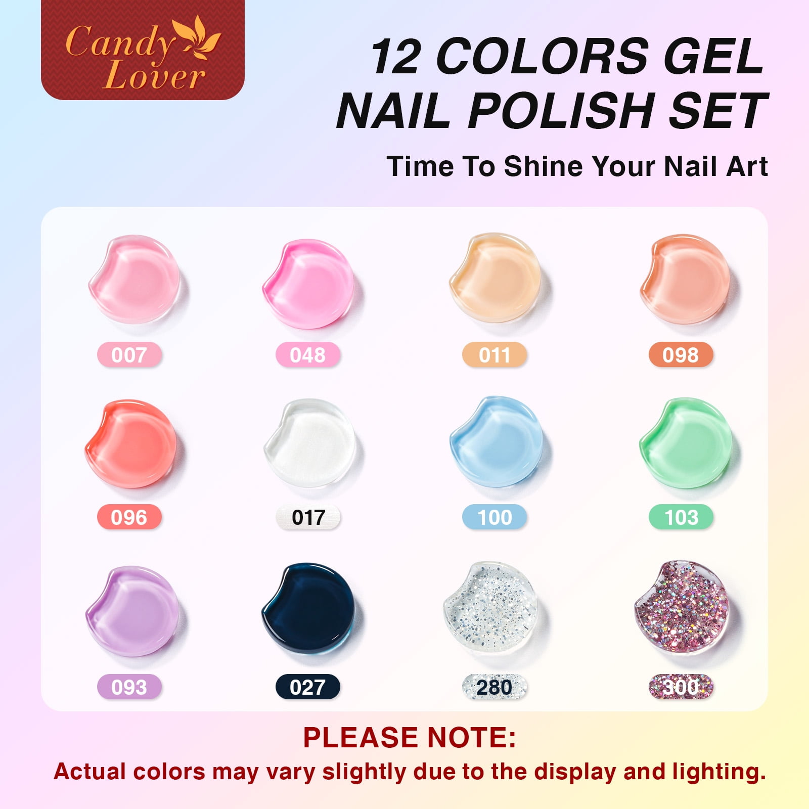 Candy Lover Gel Nail Polish Kit, 12 Colors Romantic Macaron Nail Gel Kit with Greeting Card & 72W UV Nail Lamp, Salon Quality Long-lasting Gel Polish Set, Gift for Girl Women DIY Manicure