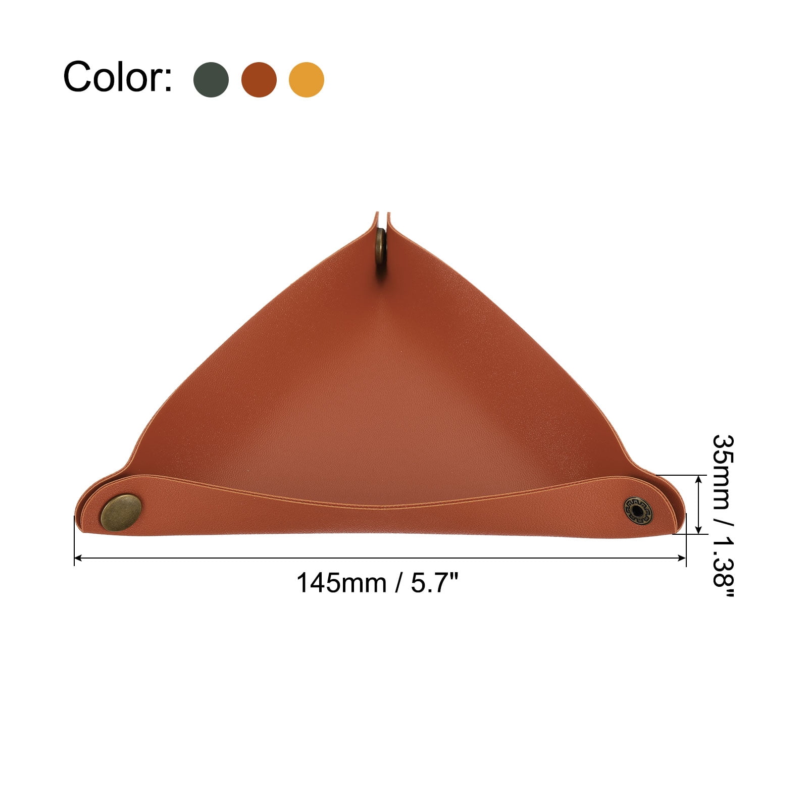Unique Bargains Catchall Foldable Leather Valet Tray Brown Green Yellow