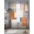 thumbnail image 3 of Burnt Orange Grey Semi Sheer Curtains 96 Inch Length 2 Panels Set, Modern Abstract Oil Painting Sheer Kitchen Curtain Privacy Voile Window Curtain for Living Room Bedroom Rod Pocket Drapes, 3 of 7