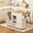 White, variant on 48" Rolling Kitchen Island with Drop Leaf & Trash Can Storage, Kitchen Island Cart with Spice Rack & Towel Rack, Mobile Island Table for Kitchen