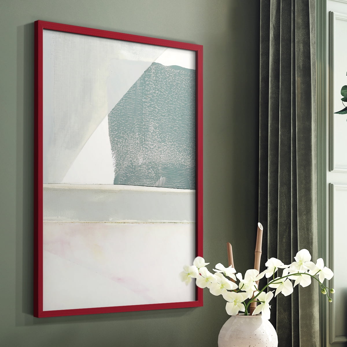 Couturier II Framed Print in Red Solid Wood Framed Print No Nail Hanging