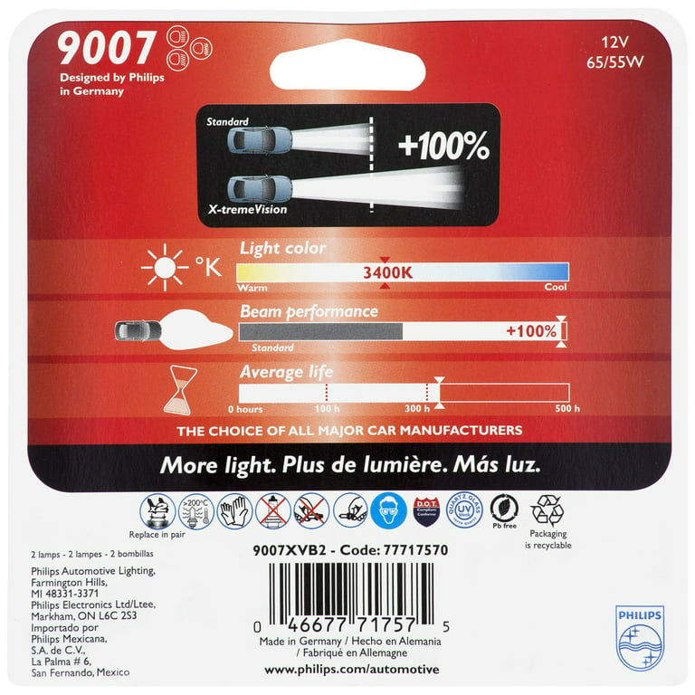 Philips 9007 X-Tremevision Headlight, Pack of 2 