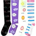 thumbnail image 2 of 4 Pair Small/Medium Extra Soft Colorful Moderate Graduated Compression Socks 15-20 mmHg. Mens & Womens Comfort Blend. Celebrate Mom Designs, 2 of 5