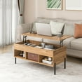 thumbnail image 2 of Costway Table Basse à Plateau Relevable avec Compartiment de Rangement et 3 Casiers Ouverts pour Salon, 2 of 10