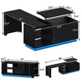 thumbnail image 6 of ANPOO 360°High Gloss Rotating Lift Top Coffee Table with LED Light, Modern Extendable Coffee Table with Hydraulic Lifter, Hidden Storage & Open Shelves, Multi-Functional Center Table for Living Room, 6 of 10