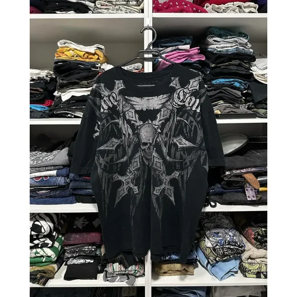 Y2K Retro T-shirt New Harajuku Hip Hop Kawaii Oversized T shirt Mens Womens Short Sleeved Gothic Clothing Tops Streetwear