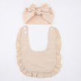 2Pcs/Set Muslin Cotton Ruffled Baby Bibs Hair Bows Girls Headbands