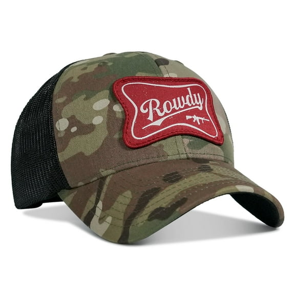 Rowdy Beer Logo Patch Snapback Hat Multicam / Black